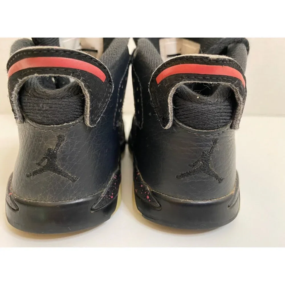 Nike Infant Toddler 6C Air Jordan VI Retro Hyper Sneakers Black/Pink Hi-Top‎